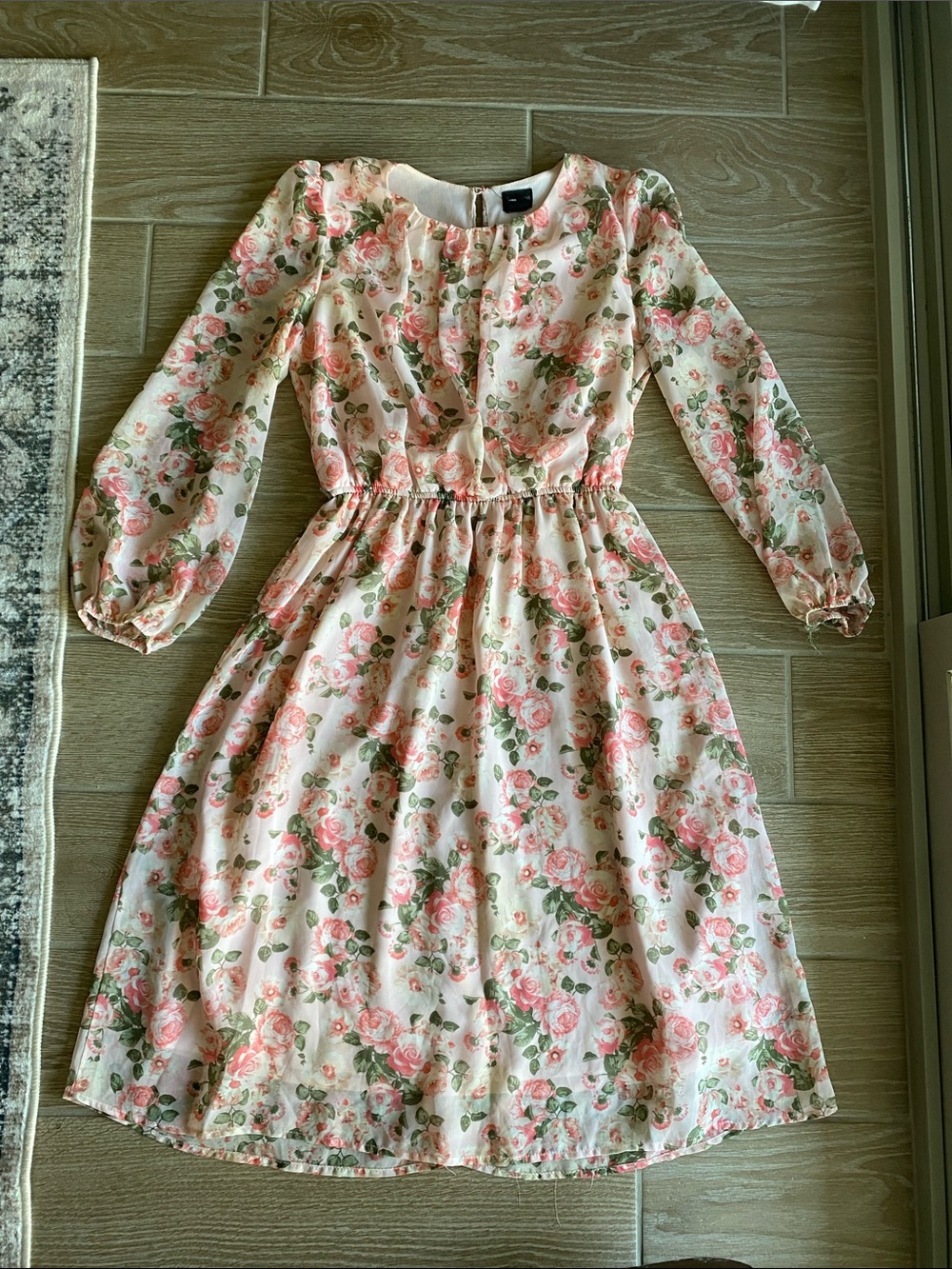 free press Pink Floral Long-Sleeve Midi Dress